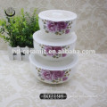 popular ceramic bowl set with lid,ceramic fresh bowl with plastic lid,bowl with design